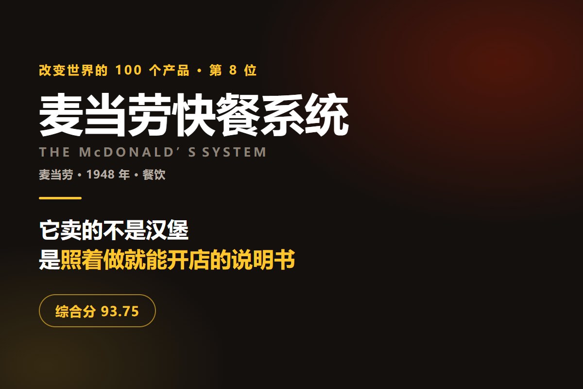 麦当劳快餐系统的产品史，以及它为什么排在榜单第 8 位